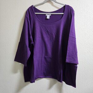 J L. Studio 4x T-Shirt 3/4 Sleeves Knit Top Womens Plus Size Blouse